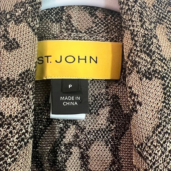 Old Money Timeless St. John Animal Print Sparkly Knit Cardigan - Picture 2 of 6